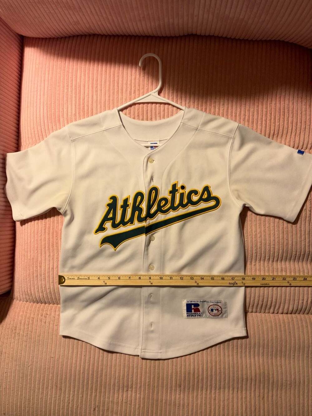 Youth Vintage Eric Chavez Oakland Athletics Size 10/12 Russell Baseball Jersey